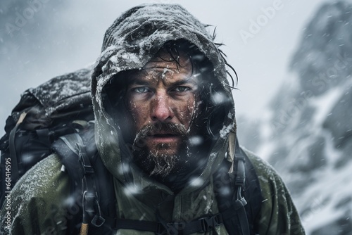 Close-up image Of Snow Mountain Hiker
