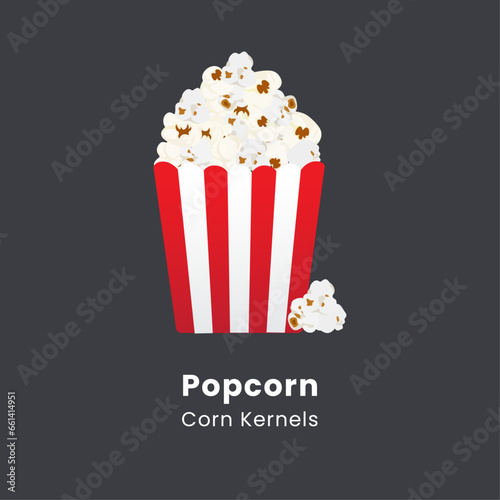 Popcorn box isolated on black background. Vector illustration