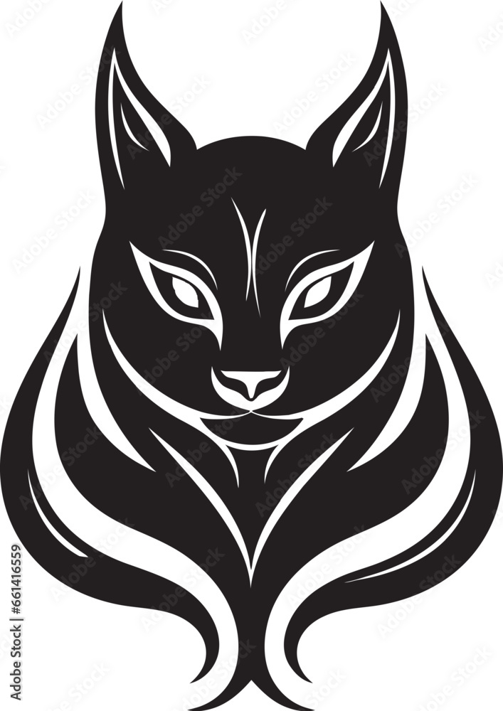 Fototapeta premium Geometric Grace Cat Icon Stealthy Panther Bold Insignia