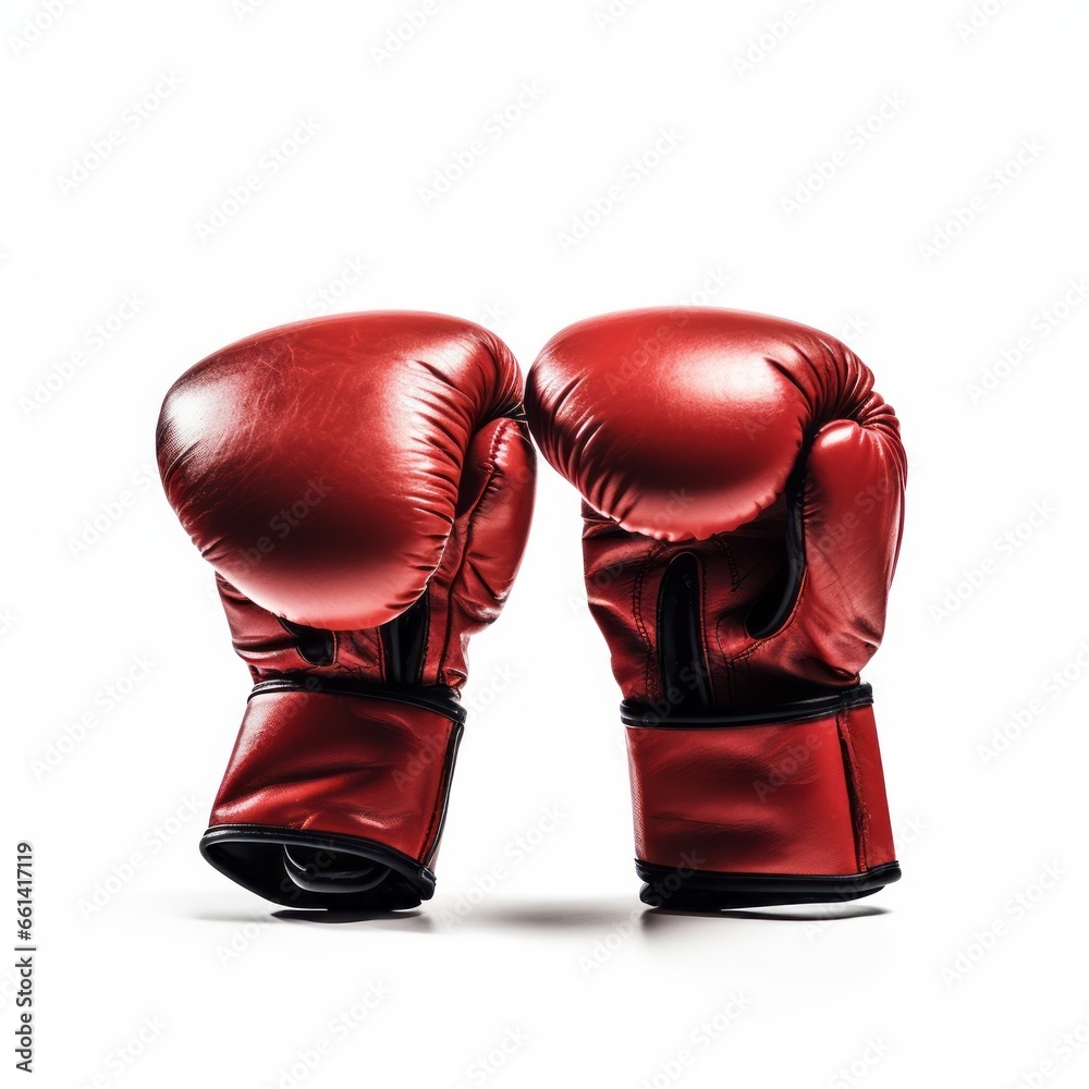 Red box gloves isolated on white background