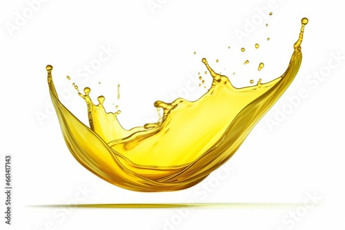 Olive or engine oil splash, cosmetic serum liquid isolated on white background, 3d illustration with Clipping path, Generative AI
