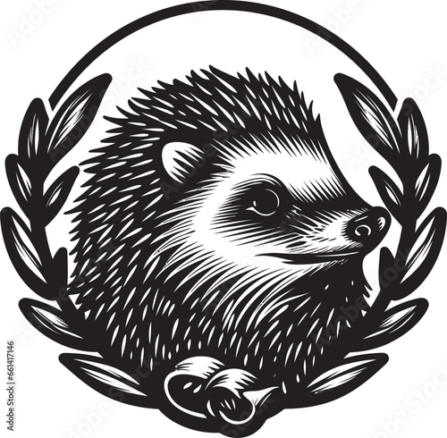 Guardian of the Night Minimalistic Charm Abstract Elegance of the Hedgehog