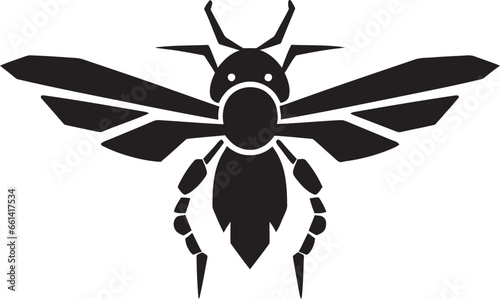Eyes of the Stinging Defender of Power Vectorized Monochrome Hornet Icon of Power and Protection
