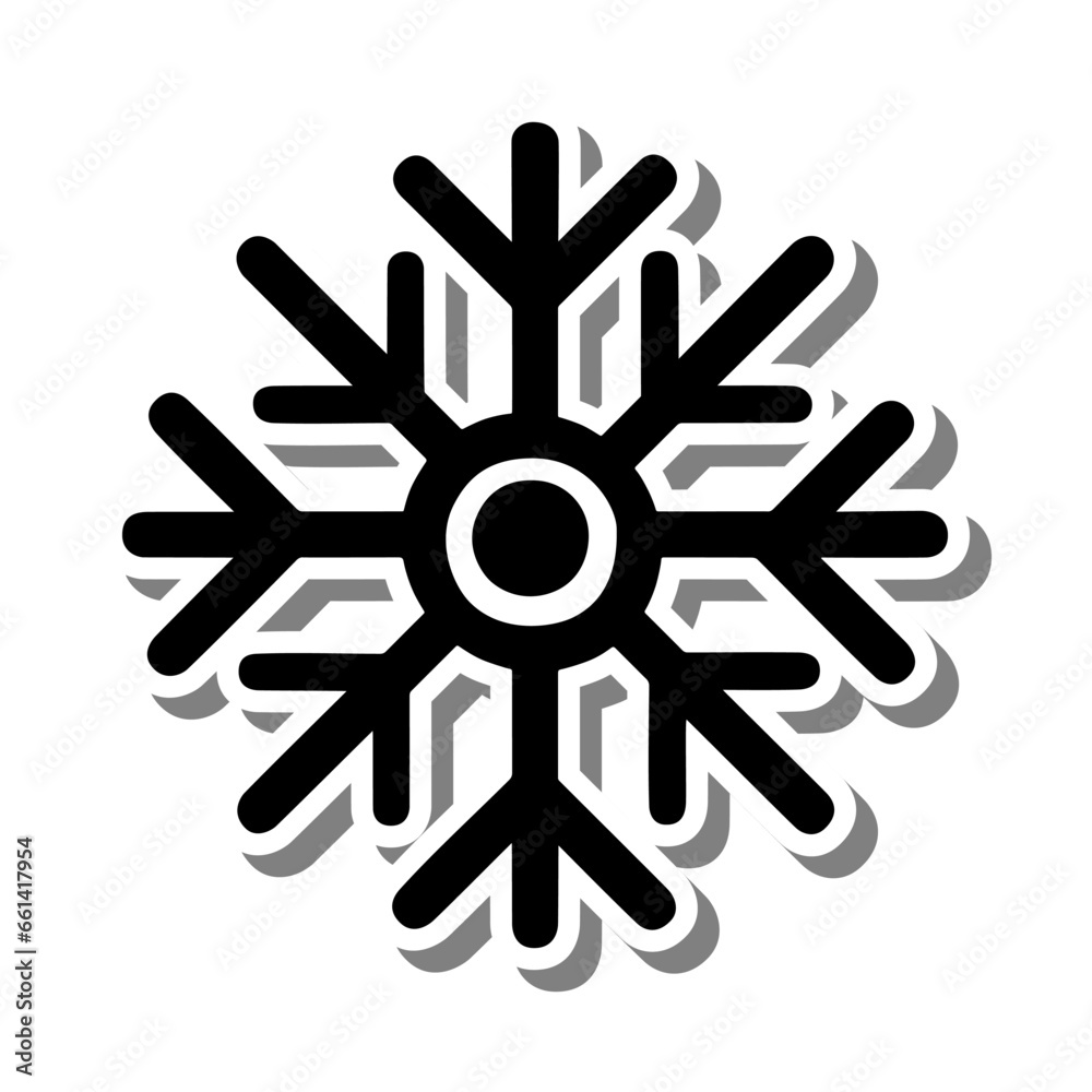 Cute Snowflake on white silhouette and gray shadow. Vector illustration about Winter. Cute Snowflake on white silhouette and gray shadow. Vector illustration about Winter.