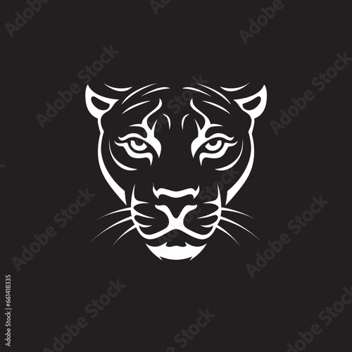 Fototapeta Naklejka Na Ścianę i Meble -  Eyes of the Roaring Prowler Vectorized Monochrome Jaguar Icon of Power and Stealth