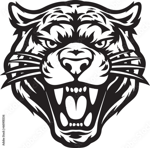 Vectorized Monochrome Jaguar Icon of Power and Stealth Abstract Prowlers Elegance of Feline Power photo