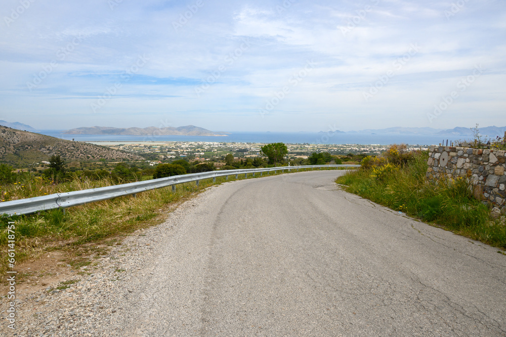 Road near village of Zia on the island Kos in Greece