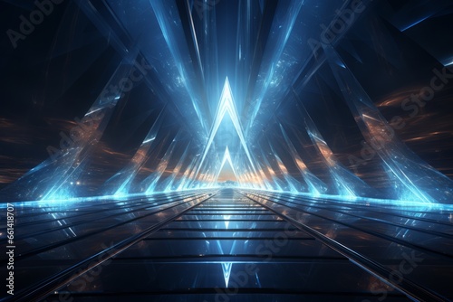 Abstract tunnel of light with ethereal beams and a celestial aura, Generative AI  © Box Milk