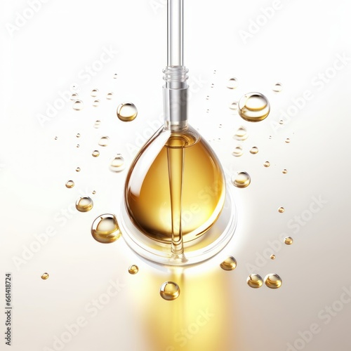 Cosmetic pipette with Cosmetic Essence oil Liquid drop on a white background, 3d rendering, Generative AI