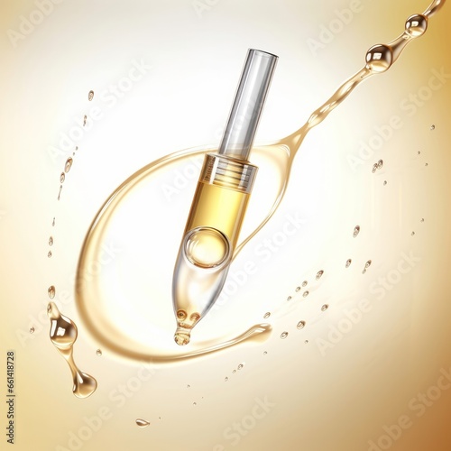 Cosmetic pipette with Cosmetic Essence oil Liquid drop on a white background, 3d rendering, Generative AI