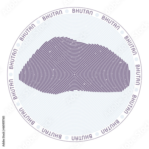 Bhutan shape radial arcs. Country round icon. Bhutan logo design poster. Modern vector illustration. photo