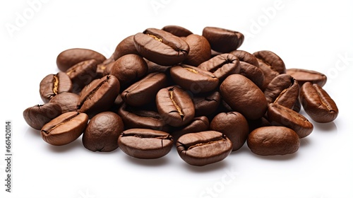 Roasted coffee beans isolated on white background with clipping path