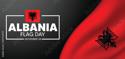 Albania Flag Day 28 November waving flag vector poster