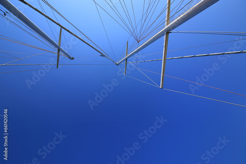 Cloudless and clear sky view from the boat. Background for images.