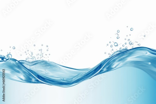 Blue liquid water splash with bubble white background, Generative AI