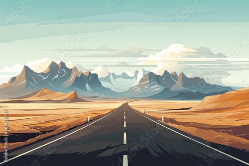 road trip asphalt road in the mountains illustration
