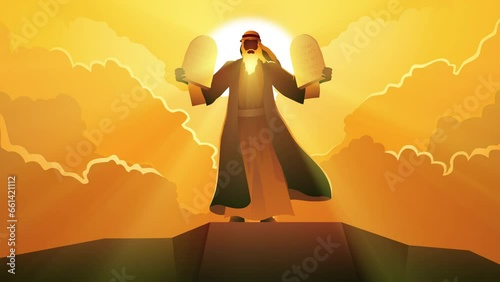 Biblical figure motion graphics,  Moses and the Ten Commandments photo