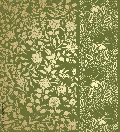 Wallpaper Mural wedding card design, traditional paisley floral pattern , royal India	 Torontodigital.ca