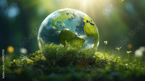 Close up earth on nature background. ESG Environmental, social, and corporate governance concept. Nature Сonservation, Ecology, Social Responsibility and Sustainability. © HN Works