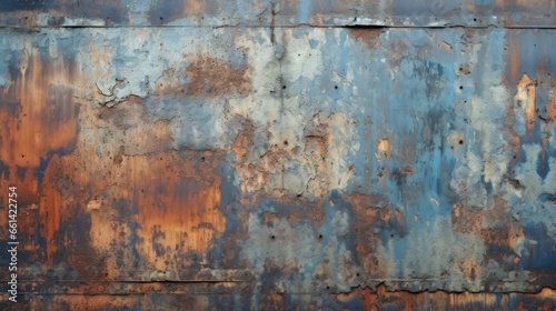 Oxidized metal surfaces with acid to make some corrosion effect or rustic finishes with blue metal surfaces. This effect is well known and widely used in industrial architecture or industrial interior