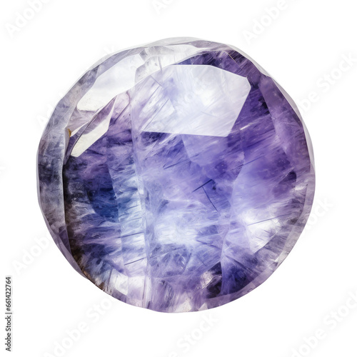 blue amethyst on the white backgrounnd with reflection