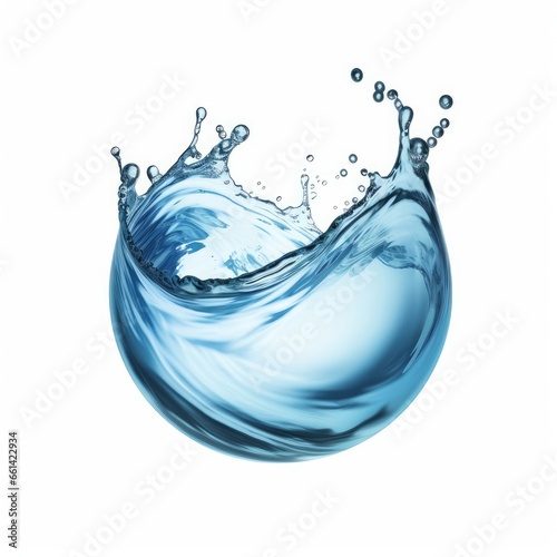 water liquid splash in sphere shape isolated on white background, 3d illustration, Generative AI