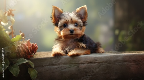 Yorkshire terrier puppy on background © HN Works