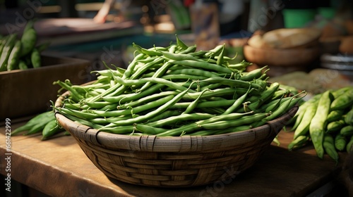 String Beans for sale at outdoor market place.