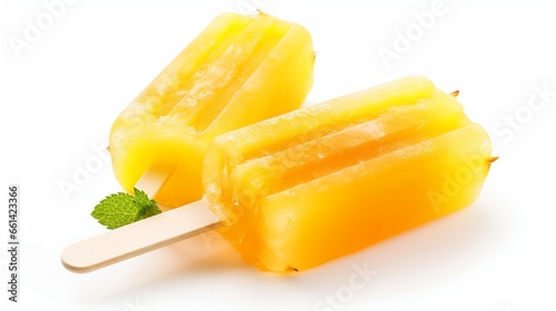 Popsicle made from scratch Isolated pineapple on white.