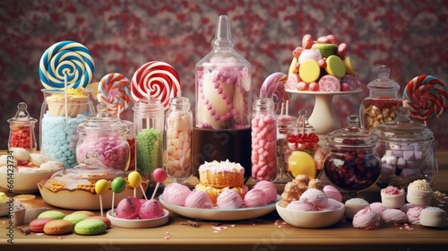 Delicious sweets on candy buffet