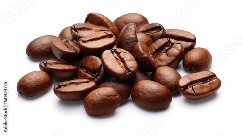 Roasted coffee beans isolated on white background with clipping path