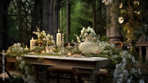 Beautiful wedding table decoration and wedding table setting