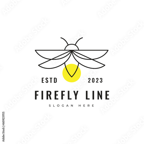 Fototapeta Naklejka Na Ścianę i Meble -  firefly animal minimalist lightning insect lamp logo design vector graphic