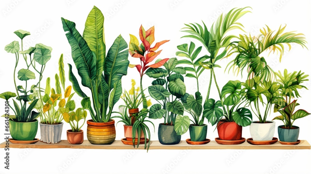 Tropical botanical depiction of a house plant.