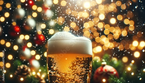 Glowing Beer Bubbles with Festive Christmas Decor