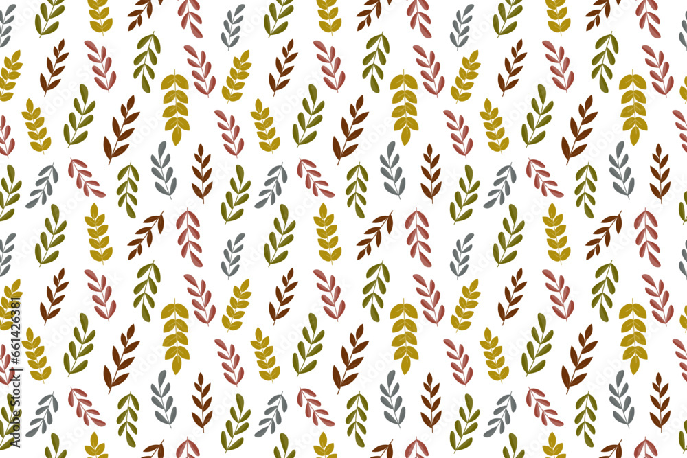 Cartoon seamless pattern with leaf, leaves in autumn, fall colors on white isolated background Cartoon seamless pattern with leaf, leaves in autumn, fall colors on white isolated background