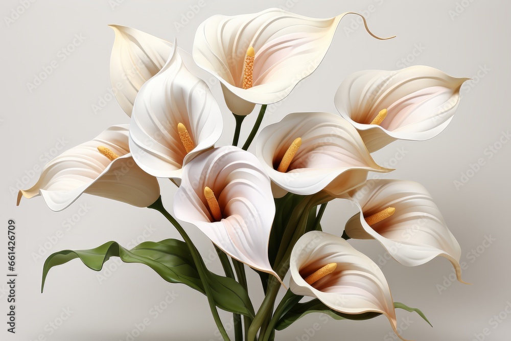 Romantic paper calla lily with a graceful, slender form and a pure white color, Generative AI Romantic paper calla lily with a graceful, slender form and a pure white color, Generative AI
