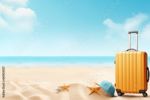 Suitcase on sandy beach