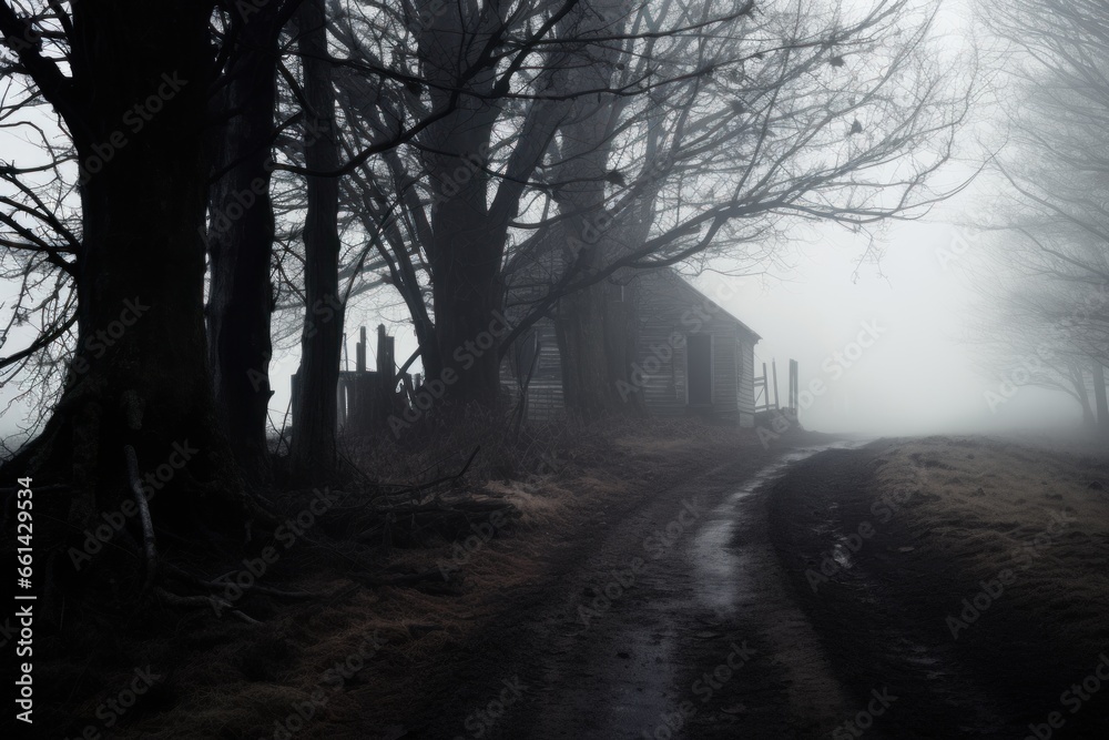 Fototapeta premium Eerie and moody fog enveloping an eerie location