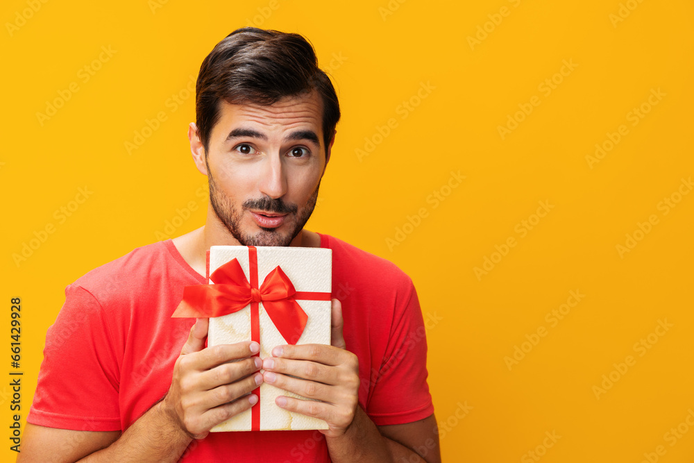 Man surprise male present christmas box sale celebrate guy birthday happy gift holiday valentine Man surprise male present christmas box sale celebrate guy birthday happy gift holiday valentine