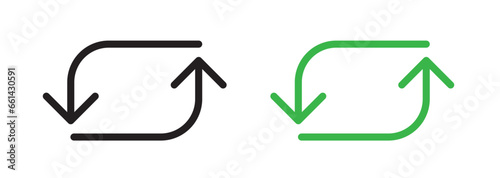 reverse arrow icon set. exchange or replace double arrows vector symbol. repeat, renew or switch sign. swap arrow in black and green color photo