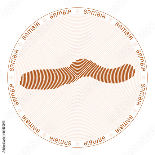 Gambia shape radial arcs. Country round icon. Gambia logo design poster. Amazing vector illustration.