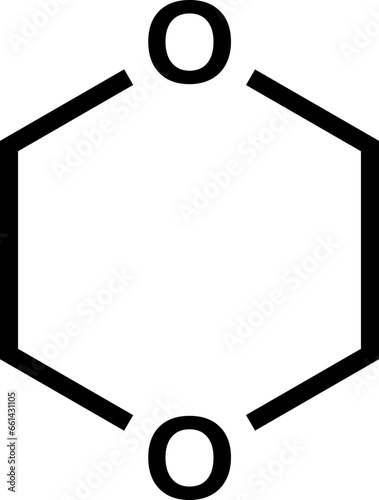 1,4-dioxane structural formula, vector illustration