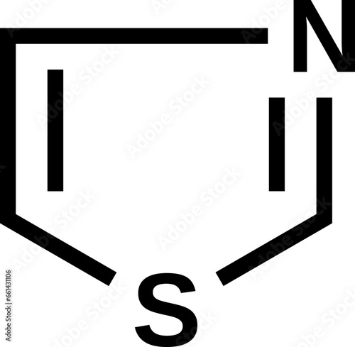 Thiazole C3H3NS structural formula, vector illustration photo