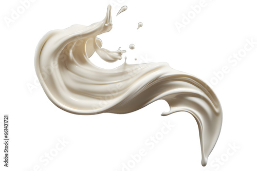 twisted milk or coconut milk splash isolated on a transparent background, creamy Yogurt or white paint wave swirl splashing clipart PNG, liquid splash © graphicbeezstock
