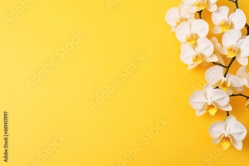 orchids with solid color background and epmty copy Space