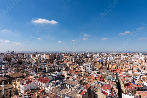 The view over the city of Valencia from the Miguelete: The bell tower called Micalet. 360 degree view of the city. You can enjoy a panoramic view by climbing 207 steps. photo
