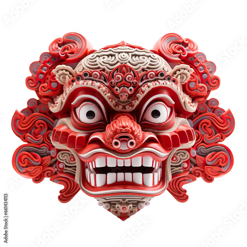 raft a robotic - themed Chinese Lunar New Year decorative mask 3D isolated on a white background PNG