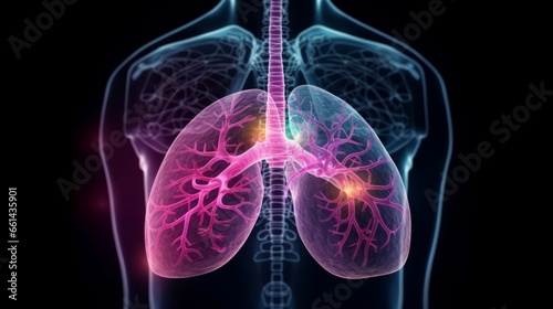 3D rendered illustration of a human lung, Lung cancer, Medical concept, Generative AI