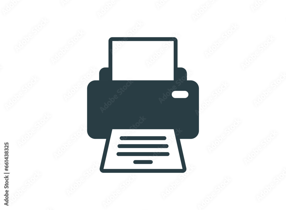 Printer icon in flat style. Office machine vector illustration on isolated background. Printout sign business concept.